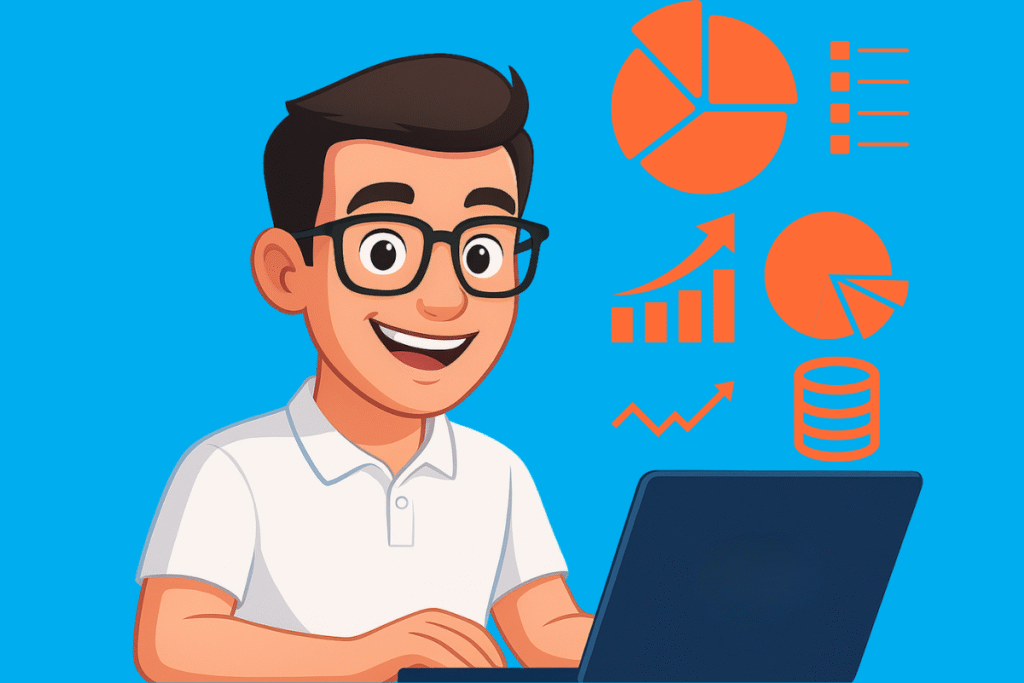 Avatar de marca Nérdico caricatura azul