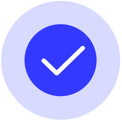 Icono check azul confianza soluciones tech Nerdico pyme